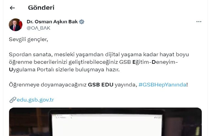 Milli Savunma Bakanlığı, GSB EDU projesinin uygulamaya konulduğunu duyurdu.