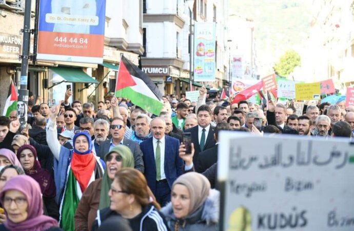 Ordu ilinde İsrail’e karşı düzenlenen bir protesto yürüyüşünden bahsediyoruz.