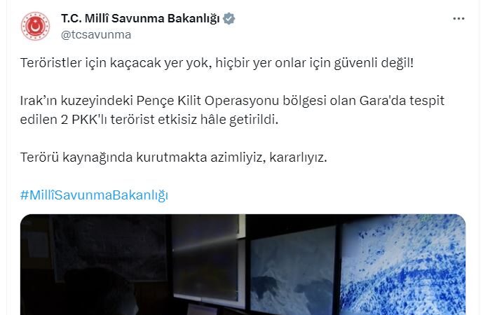 Gara’da gerçekleştirilen operasyonda, güvenlik güçleri 2 PKK’lı teröristi etkisiz hale getirdi.