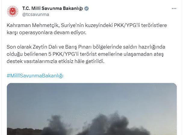 Suriye’nin kuzeyinde gerçekleştirilen operasyonda, 5 terörist etkisiz hale getirildi.