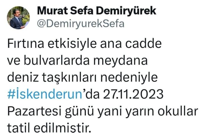 İskenderun’da meydana gelen şiddetli yağışlar sonucunda cadde ve sokaklarda su taşkınları yaşandı.