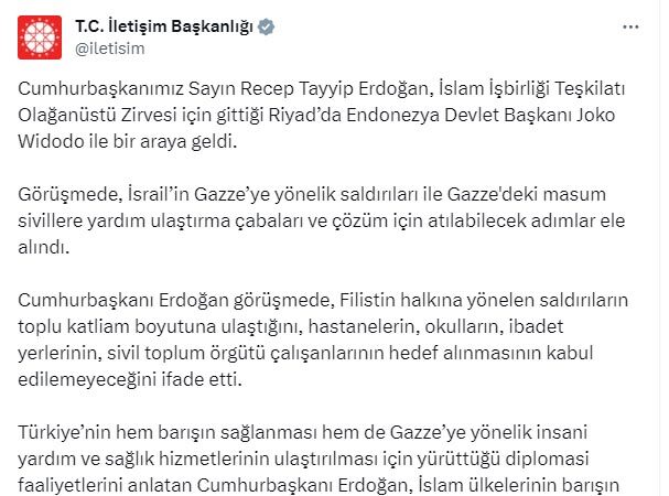 Cumhurbaşkanı Recep Tayyip Erdoğan, Endonezya Devlet Başkanı ile görüşmek üzere bir araya geldi.