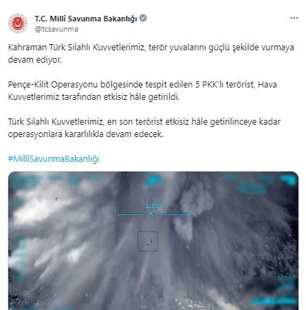 Beş PKK militanı etkisiz hale getirildi.