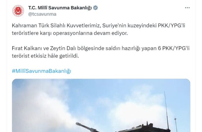 Altı PKK/YPG militanı etkisiz hale getirildi.