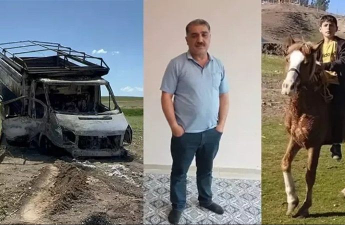 Baba-oğulu ellerini bağlayıp kamyonete kapattılar, sonra aracı ateşe verdiler