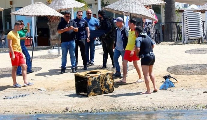 Yuh artık, Bodrum’da deniz dibi temizliğinde çamaşır makinesi çıktı
