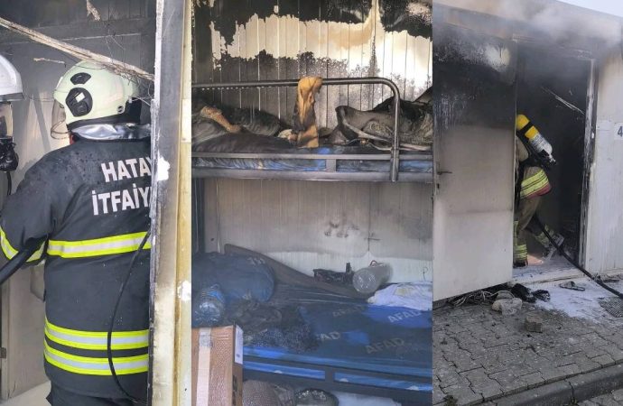 Antakya’da depremzede ailenin konteyneri de yandı