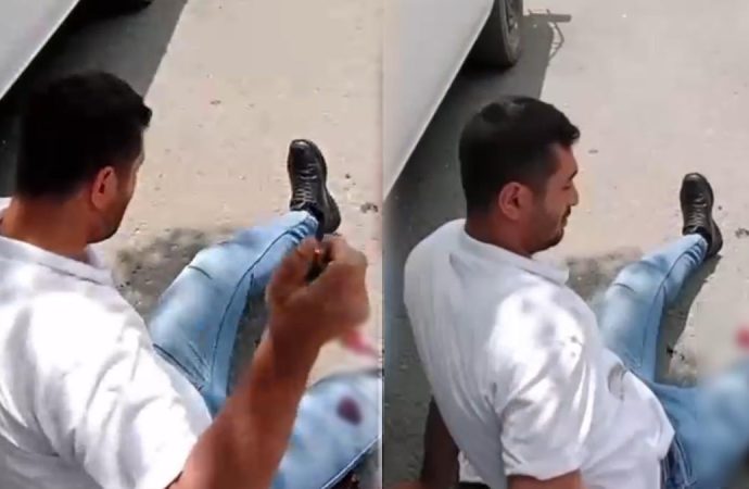 Tacizcisini ayaklarından vurdu, bir de videoya çekti