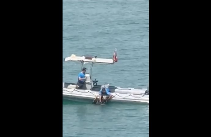 Baraj gölüne düşen kadını polis kurtardı