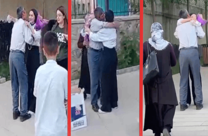 Kızını YKS çıkışında böyle karşıladı, sosyal medyayı salladı