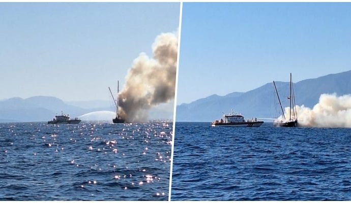 Bodrum’da 27 metrelik tekne yanıp battı: 13 kişi kurtarıldı
