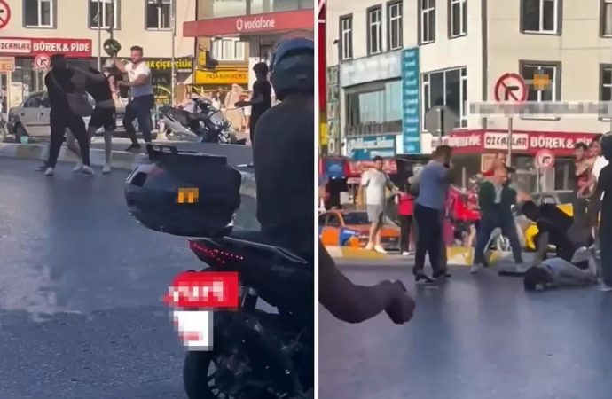 Kadınları sokak ortasında kaskla dövdüler
