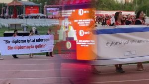 ODTÜ mezuniyetine ’19 Mart’ ve ‘diploma’ pankartları damga vurdu