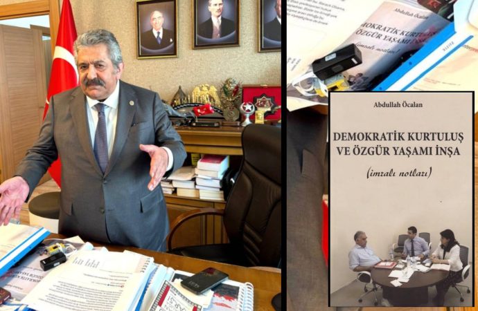 Öcalan’ın toplatılan kitabı MHP’li Feti Yıldız’ın çalışma masasında