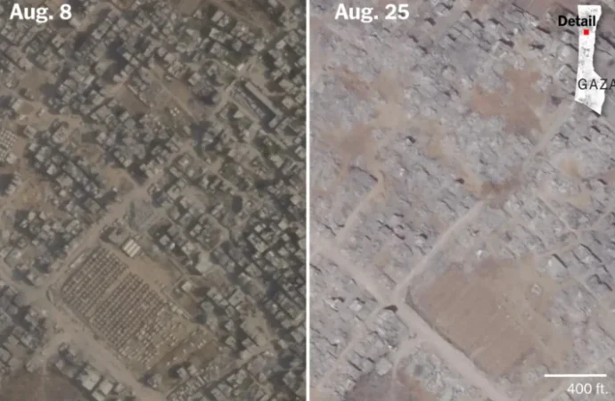 New York Times uydu fotoğraflarıyla gösterdi: İsrail, Gazze’yi böyle dümdüz etti
