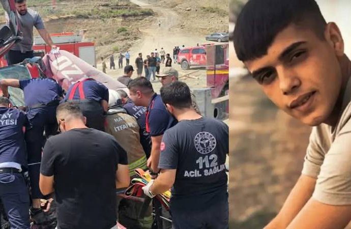 Freni boşalan vinç hafriyat kamyonuna çarptı: Bir işçi hayatını kaybetti