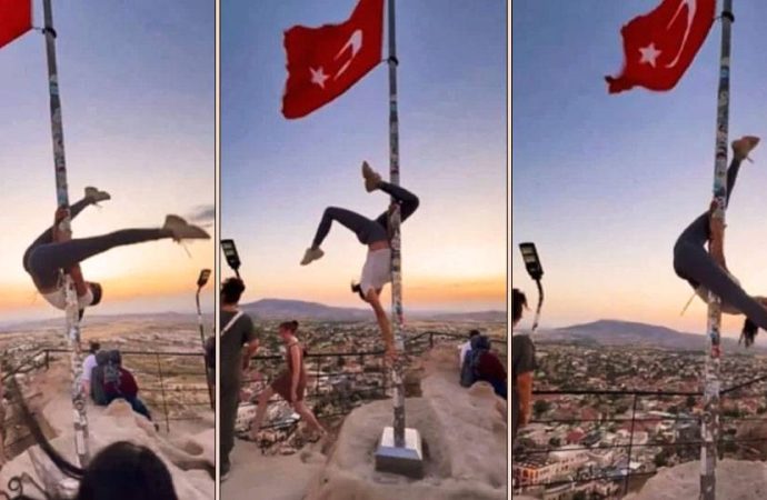 Türk bayrağında direk dansına soruşturma açıldı