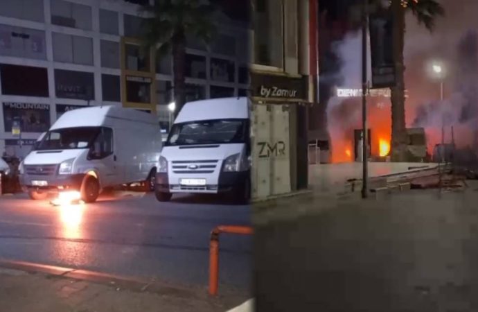 ‘Alacağım var’ dedi,  firmanın araçlarını ateşe verdi