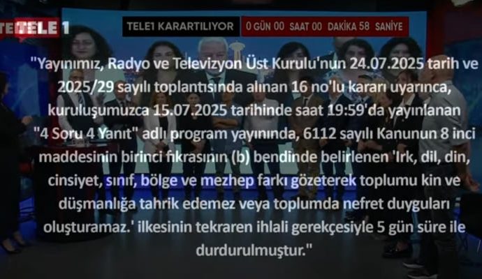 Sansür: TELE1 karardı