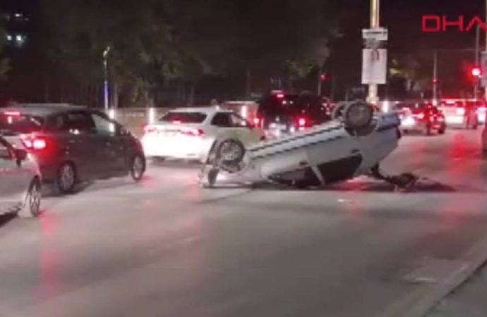 Takla atan otomobilde burunları bile kanamadı