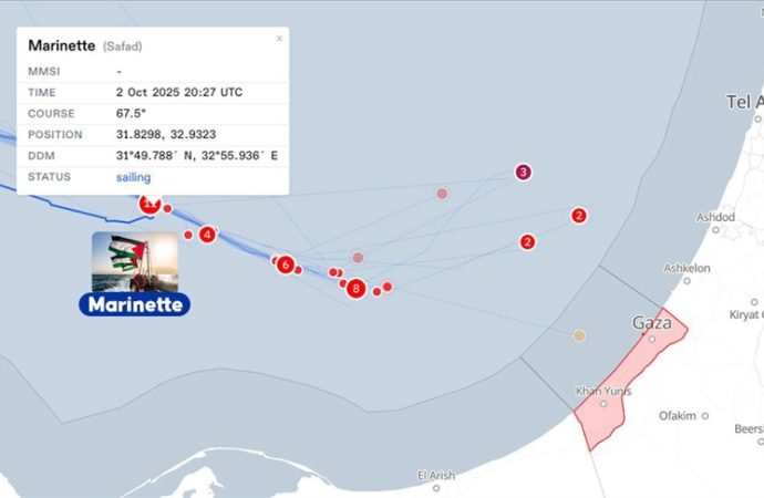 Küresel Sumud Filosu’ndaki “Marinette” gemisi yola devam ediyor