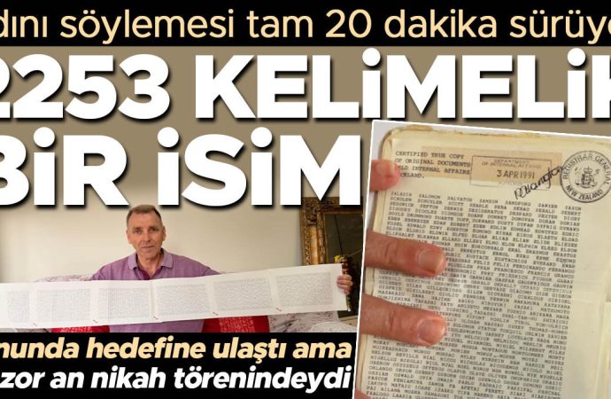 Guinness rekorlar kitabına böyle girdi: 2253 kelimelik bir ismi varnikah törenindeydi