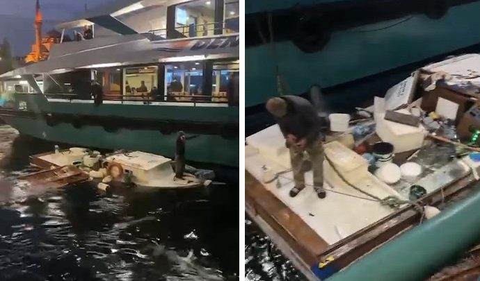 Yolcu motoru balıkçı teknesine çarptı
