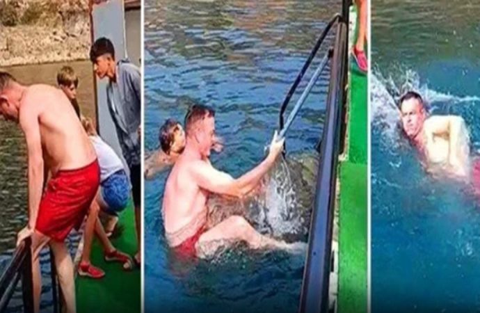 Turist yüzmek için suya böyle girdi ama çıkamadı