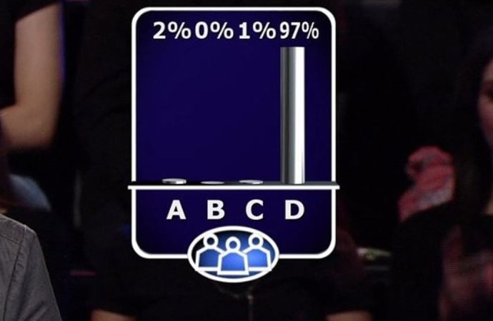 Seyirciler yarışmacıya yanlış cevap verip hep birlikte kahkaha attı