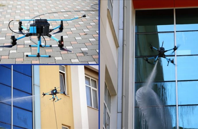 Yüksek binalarda yeni dış cephe temizlikçisi ‘dronlar’
