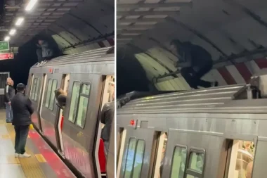 Metroda şaşkınlık: Vagonların üstüne çıktı