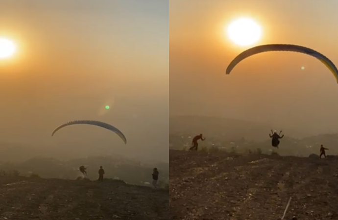 Yamaç paraşütçüsü kalkarken kayalara çarptı