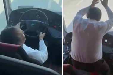 Otobüsün direksiyonunda göbek attı, polise yakalandı