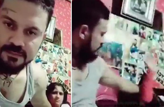 Canlı yayın açıp acımasızca kadın dövdü