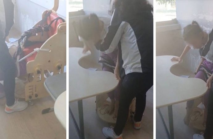 Otizmli öğrenciler sınıfta sıralara iple bağlandı