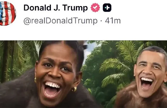 Trump’tan ırkçı paylaşım: Barack ve Michelle Obama’yı maymun olarak gösterdi