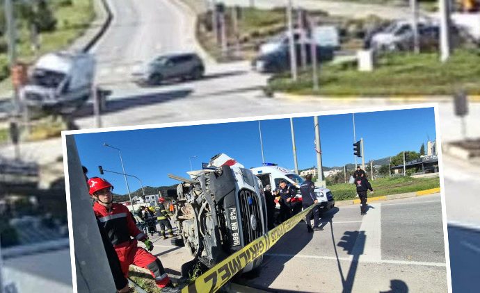 Manevra yapan ambulans takla attı: Dört yaralı