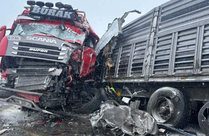 İki TIR kafa kafaya çarpıştı: Bir kişi öldü, iki yaralı var