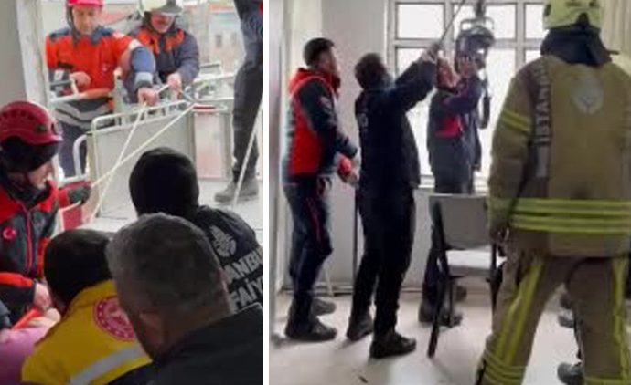 İtfaiye, 240 kiloluk genç kadını evinden böyle çıkardı