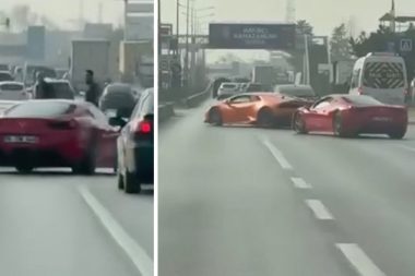 Ferrari ve Lamborghini otobana, polis de sahiplerinin ehliyetine el koydu