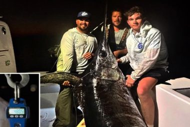 Beş saatte tuttukları dev balık bütün kasabayı doyurdu